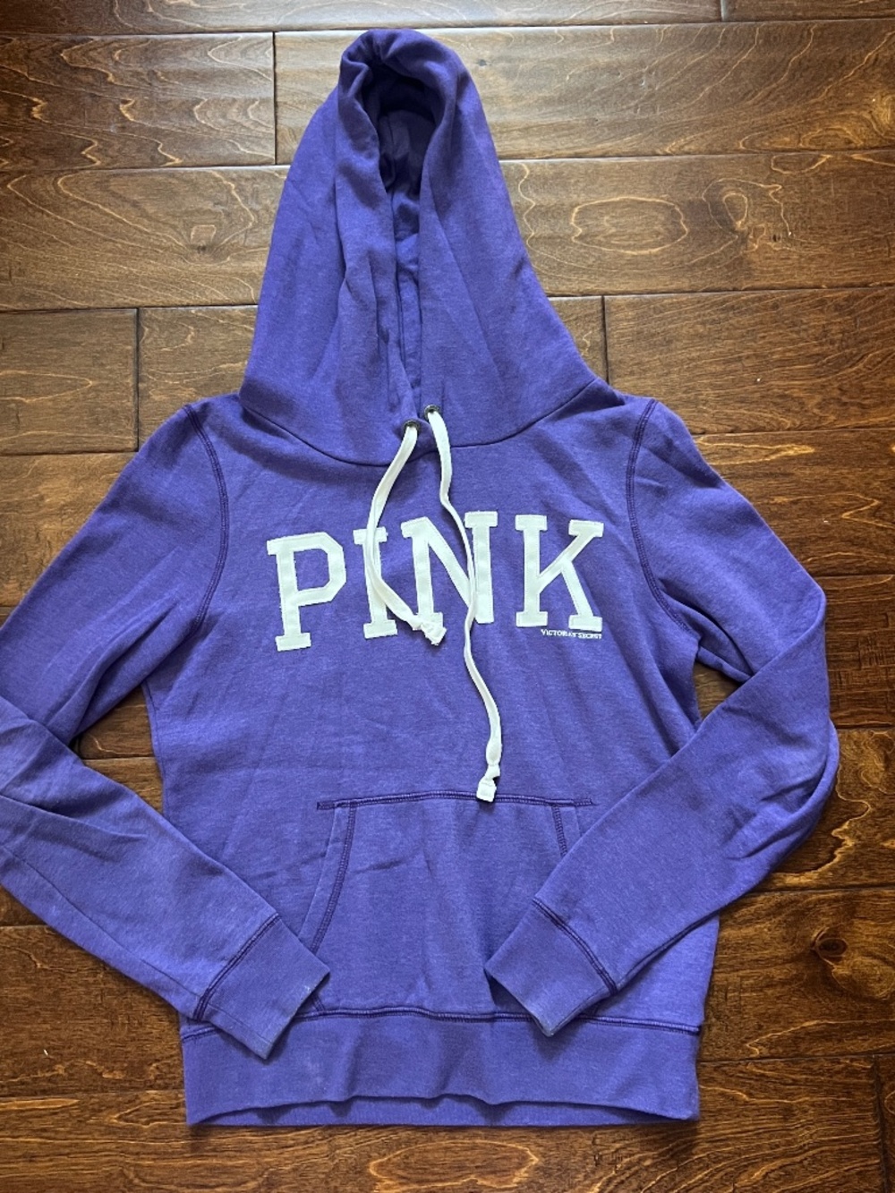 Y2K Pink Victoria’s Secret Love Purple Hooded Sweatshirt Kangaroo Pouch Small